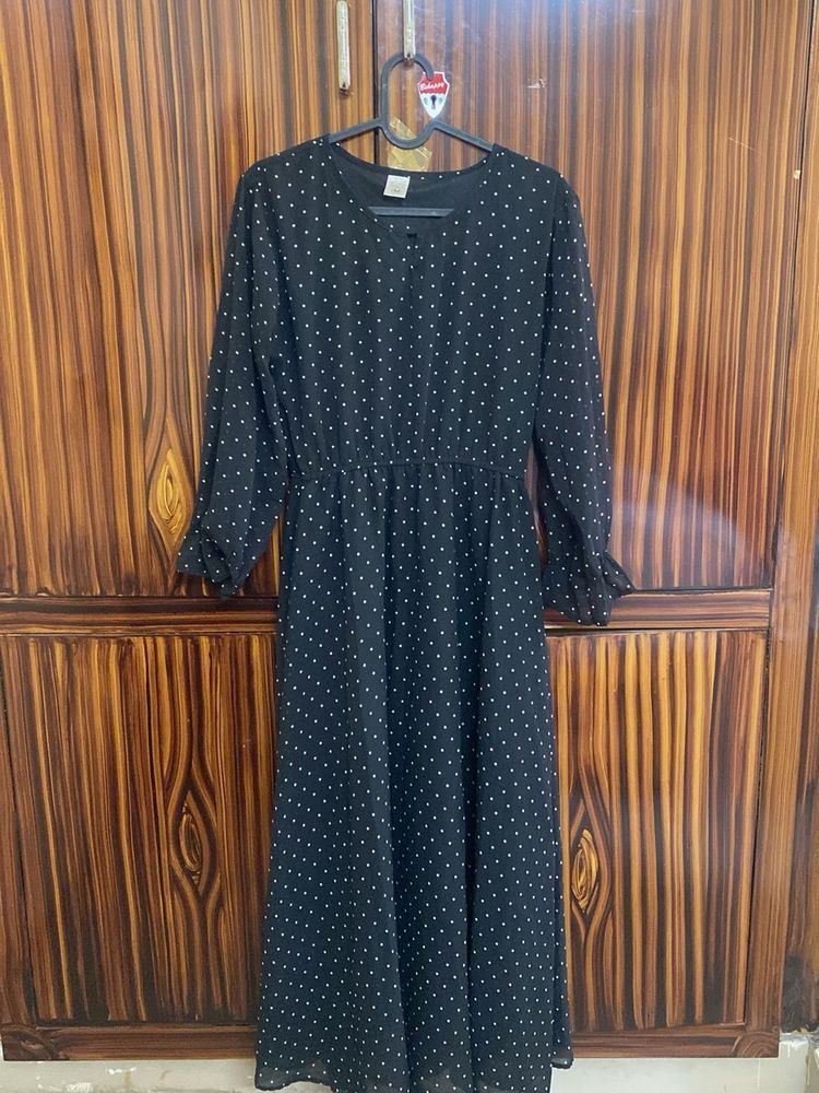 Black polka dot dress