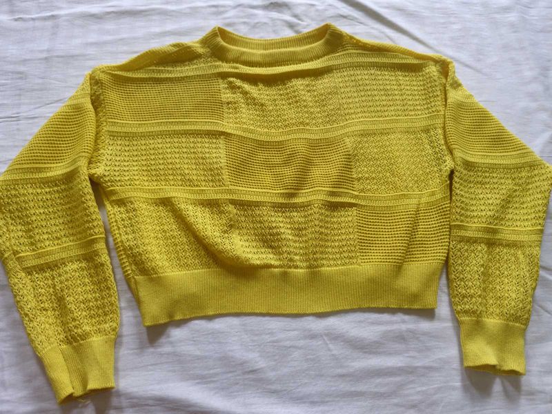 Yellow Knit Crop Sweater