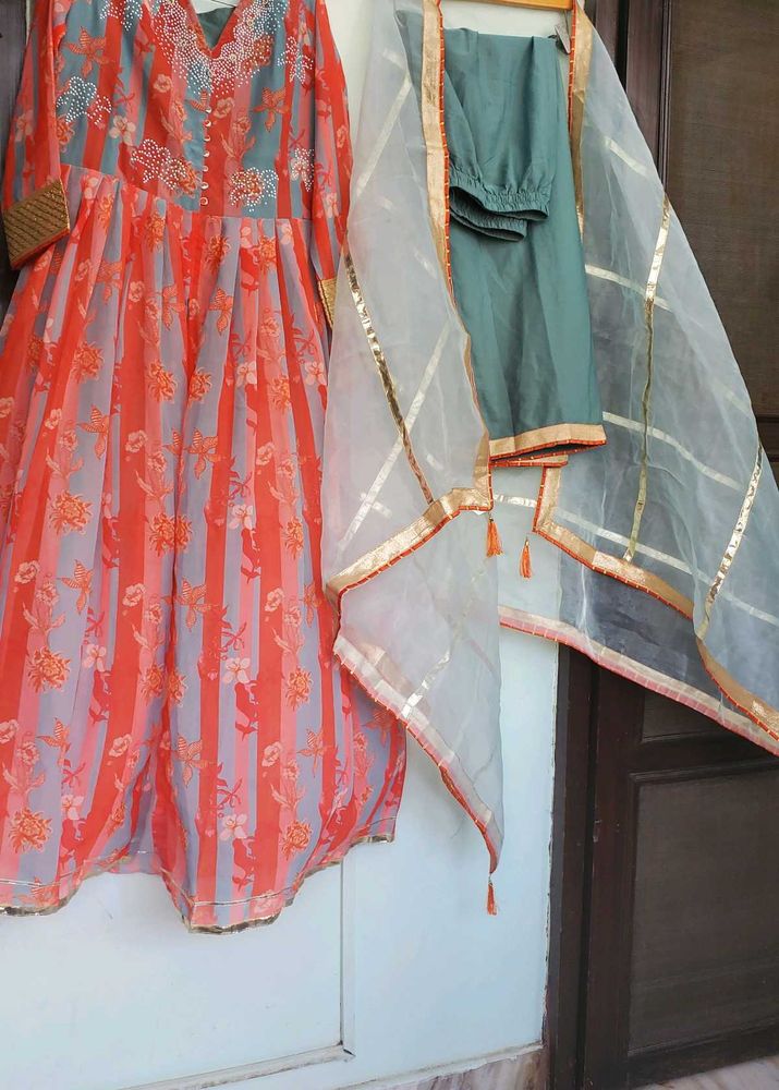 DESIGNER SUIT WITH SLIP &amp; GHOTA LACE DUPATTA 😇