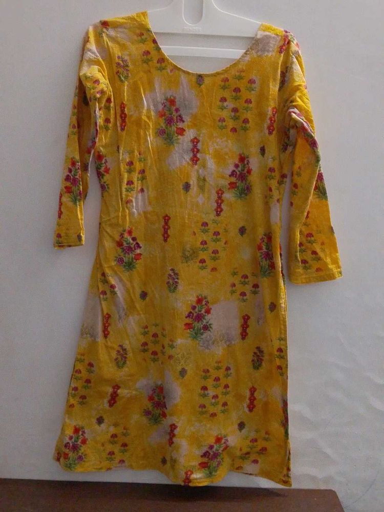 Yellow Floral Print Salwar Kameez Set