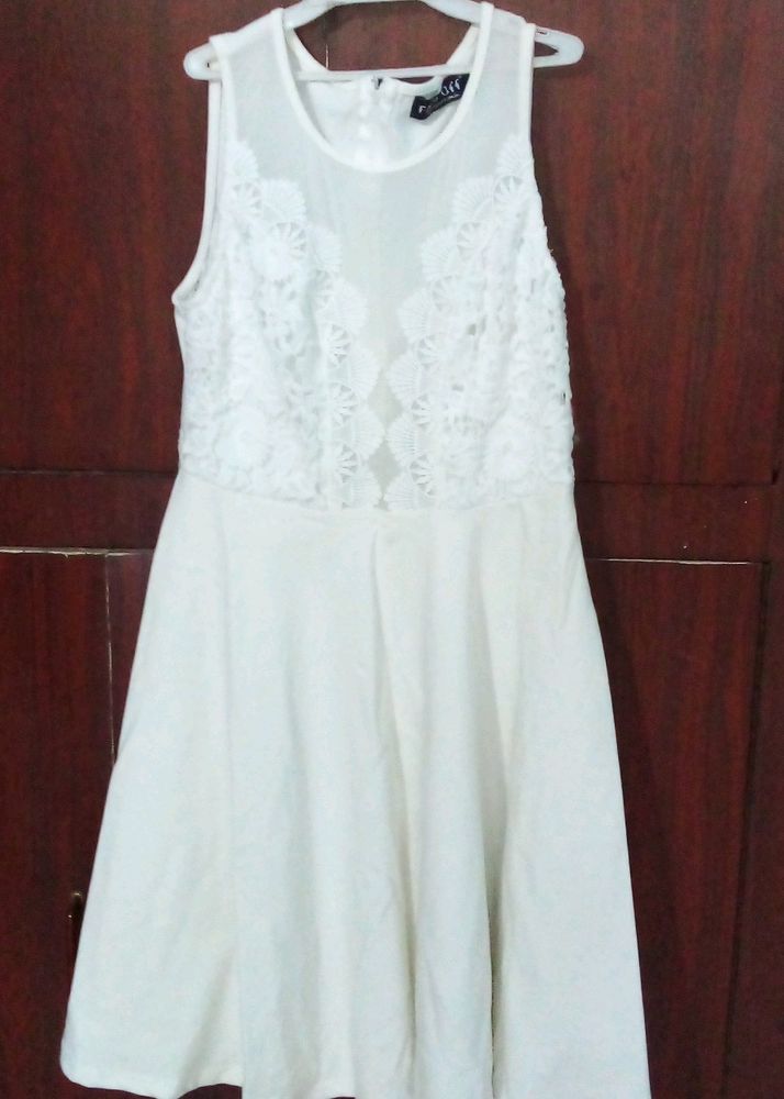 Gorgeous White Frock With Netted Opening From USA
