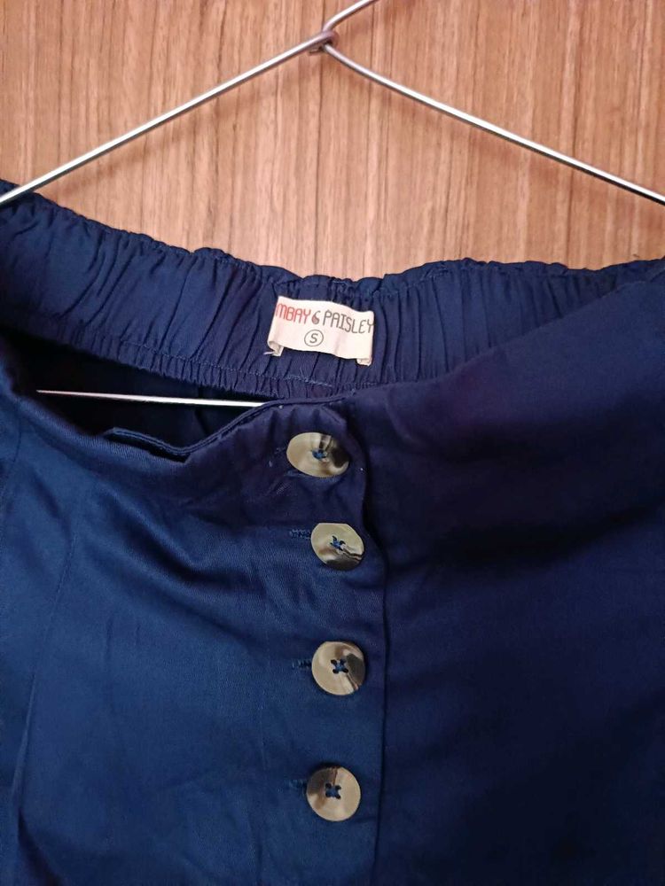 Navy Skirt with Buttons