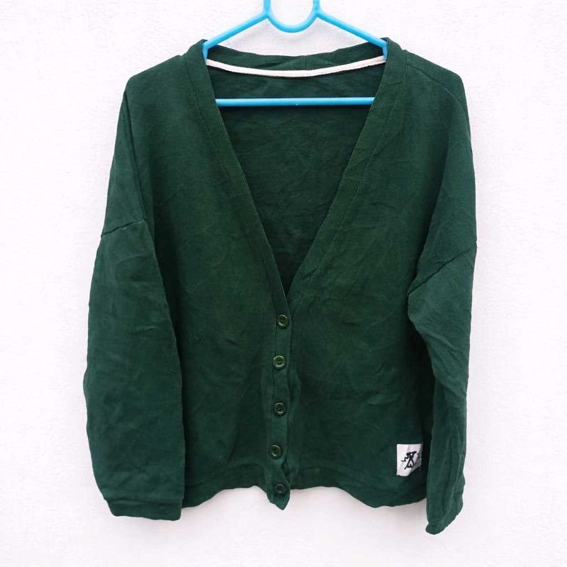 🟢Green Button-Down Cardigan