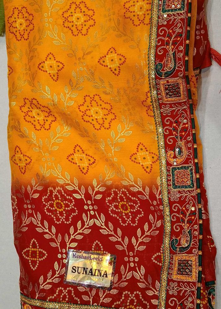 Golden Bandhani Fabric