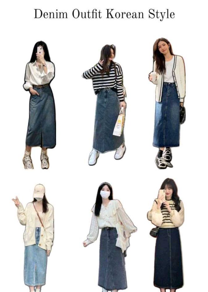 Denim Midi Skirt with Front Slit