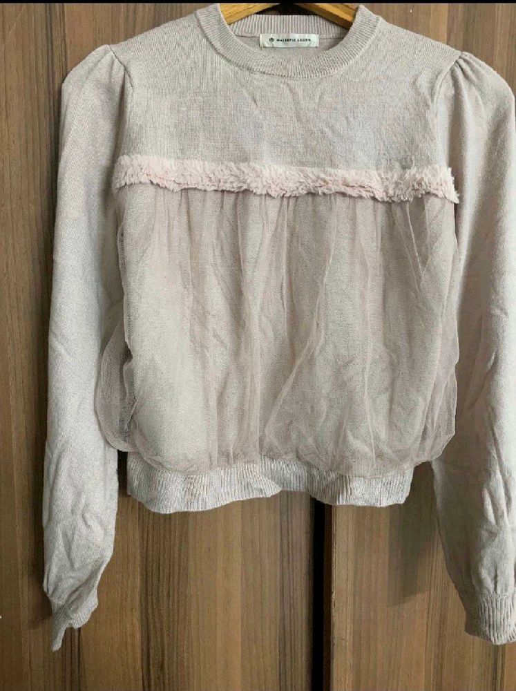 Knit Sweater with Mesh Detail