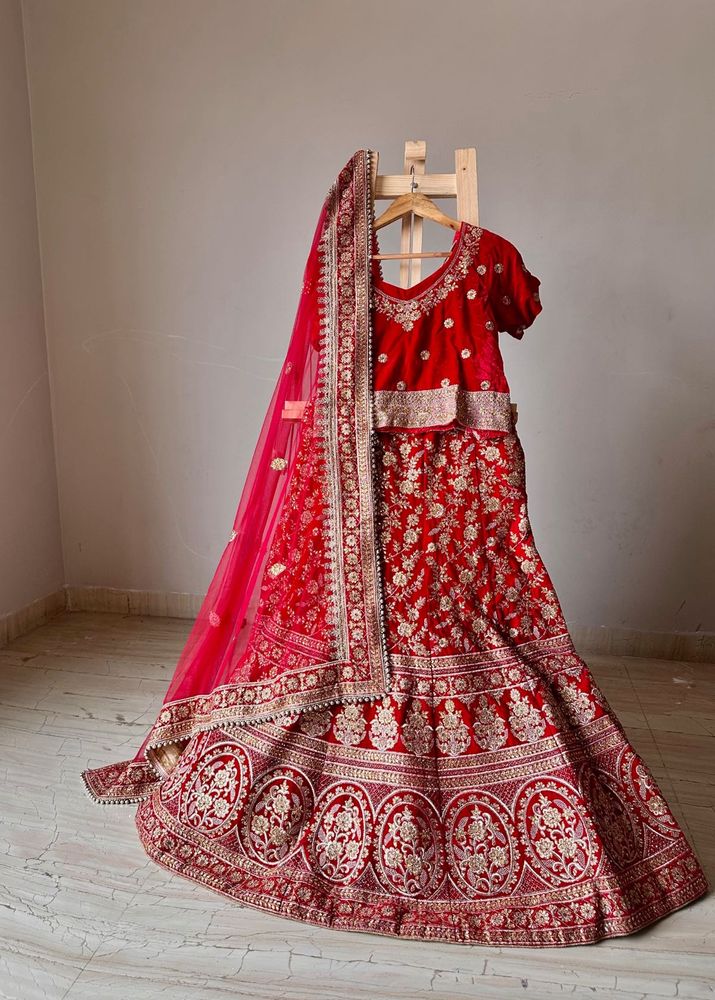 Red bridal Embroidered Lehenga Choli