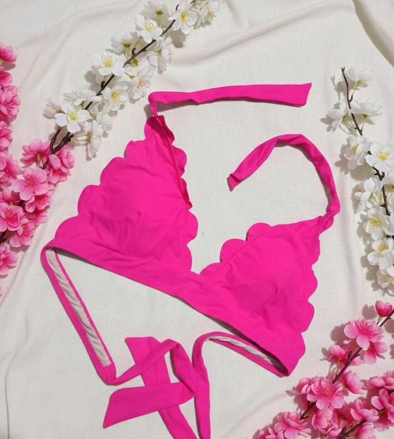 Hot Pink Scalloped Bikini Top