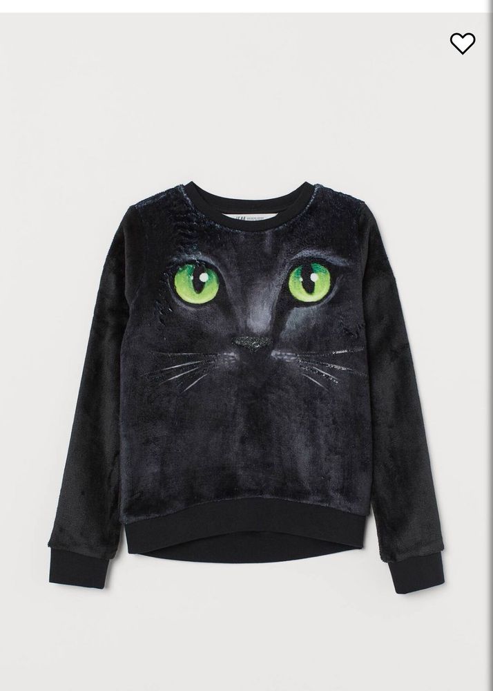 Black H&amp;M Cat Print Sweater Unisex