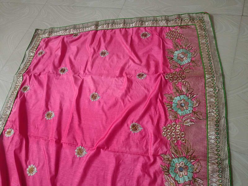 Elegant Pink Embroidered Saree