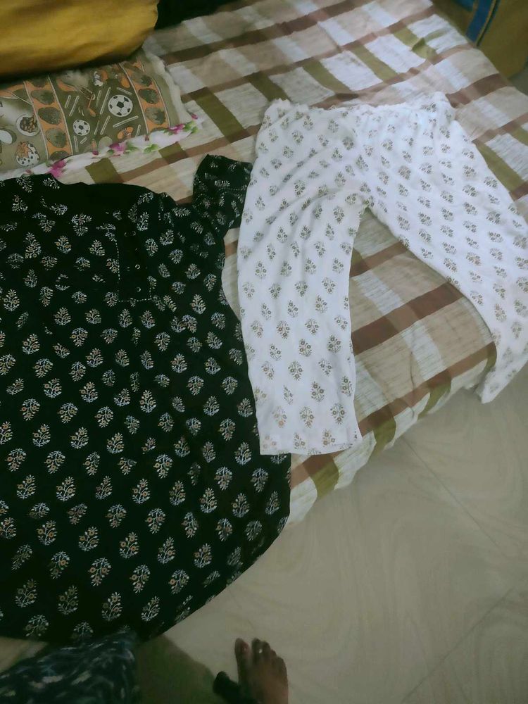 Black And White Kurta Pant Set