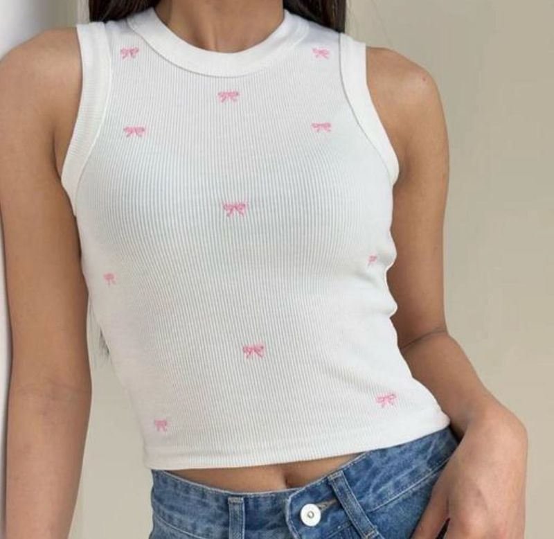 Ribbed Tank with Bows