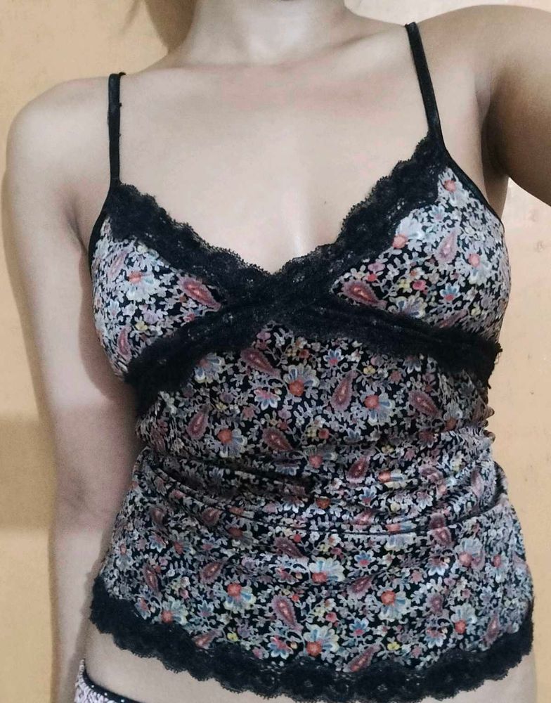 Floral Paisley Lace Trim Cami