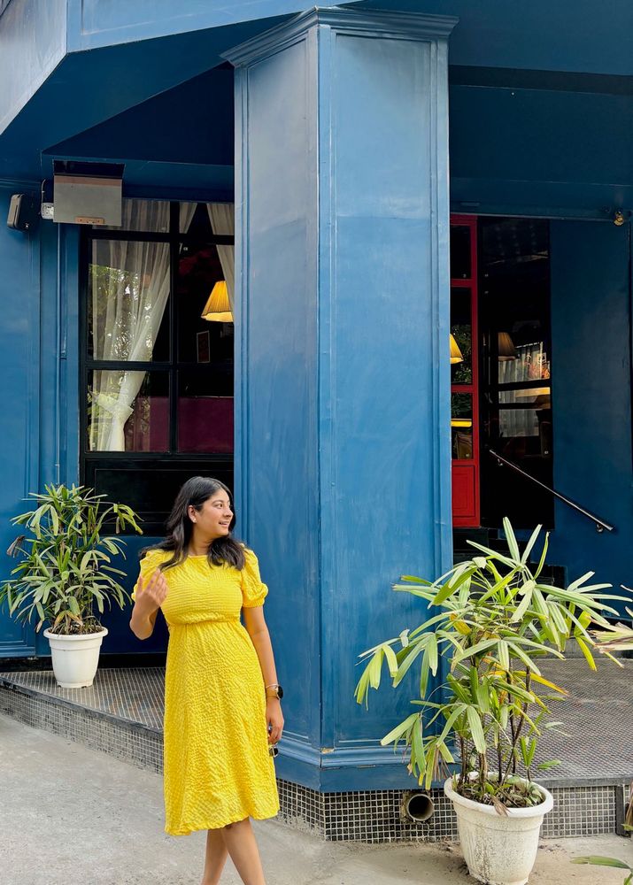 Yellow Textured Midi Dress