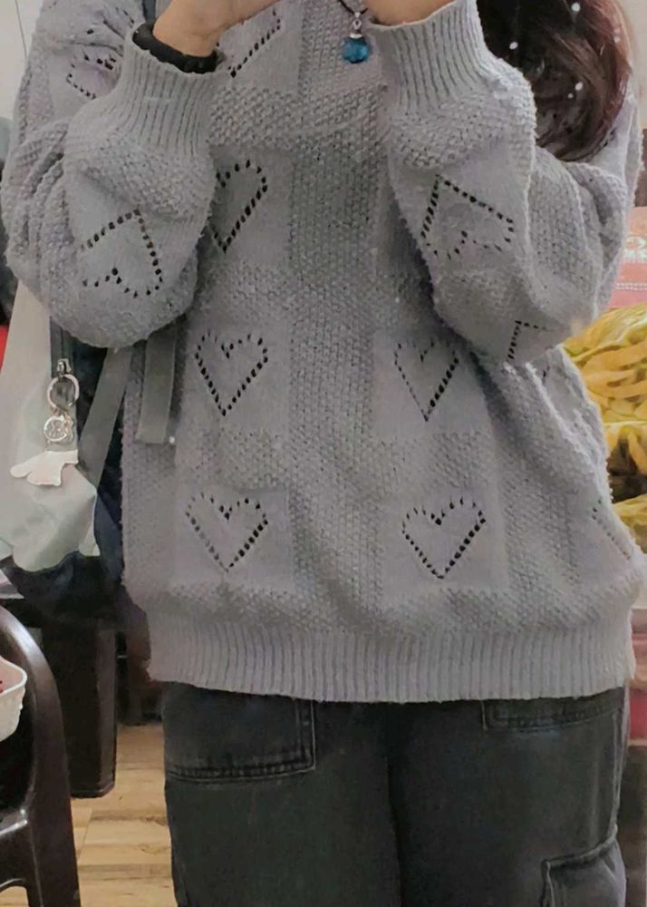 Heart Cutout Knit Sweater