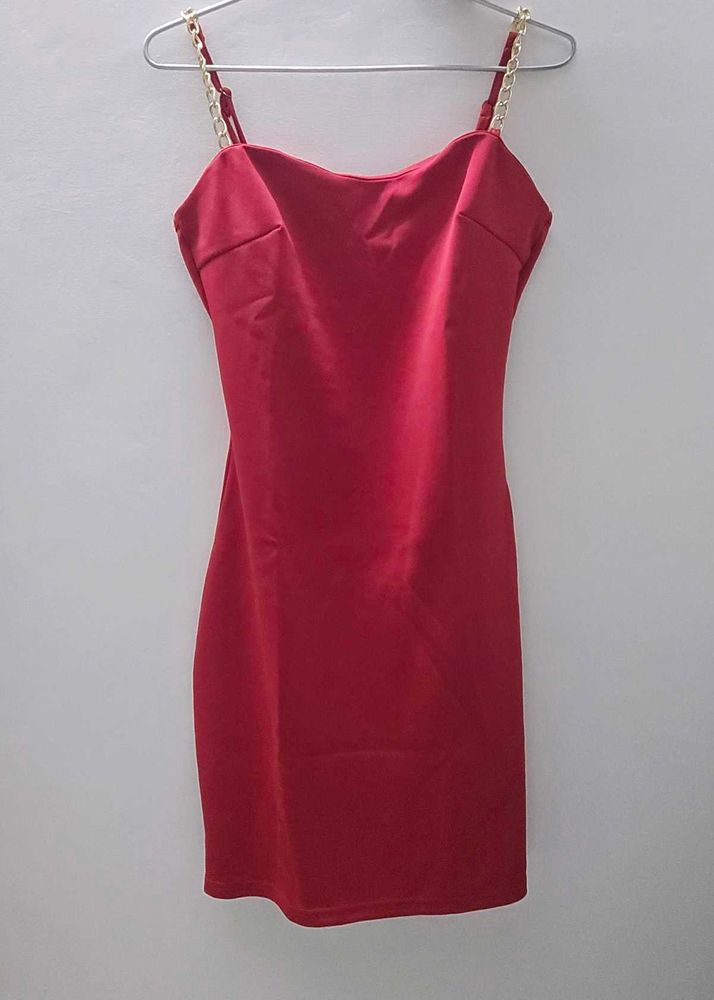 Red Chain Strap Bodycon Dress