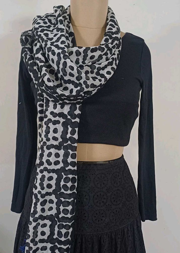 Black and White Polka dots Stole Scarf