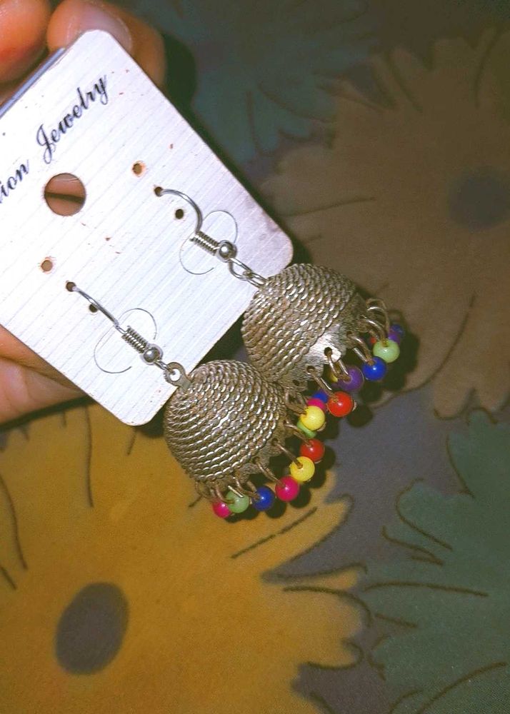 Silver Jhumka Earrings