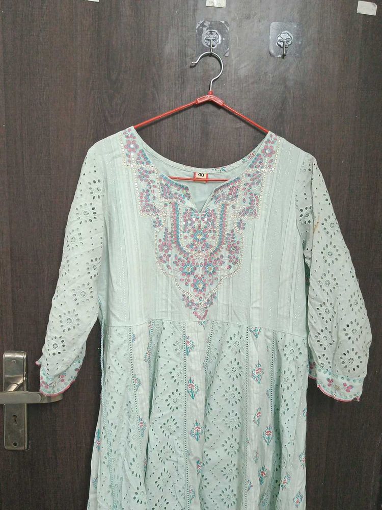 Embroidered Mint Green Tunic