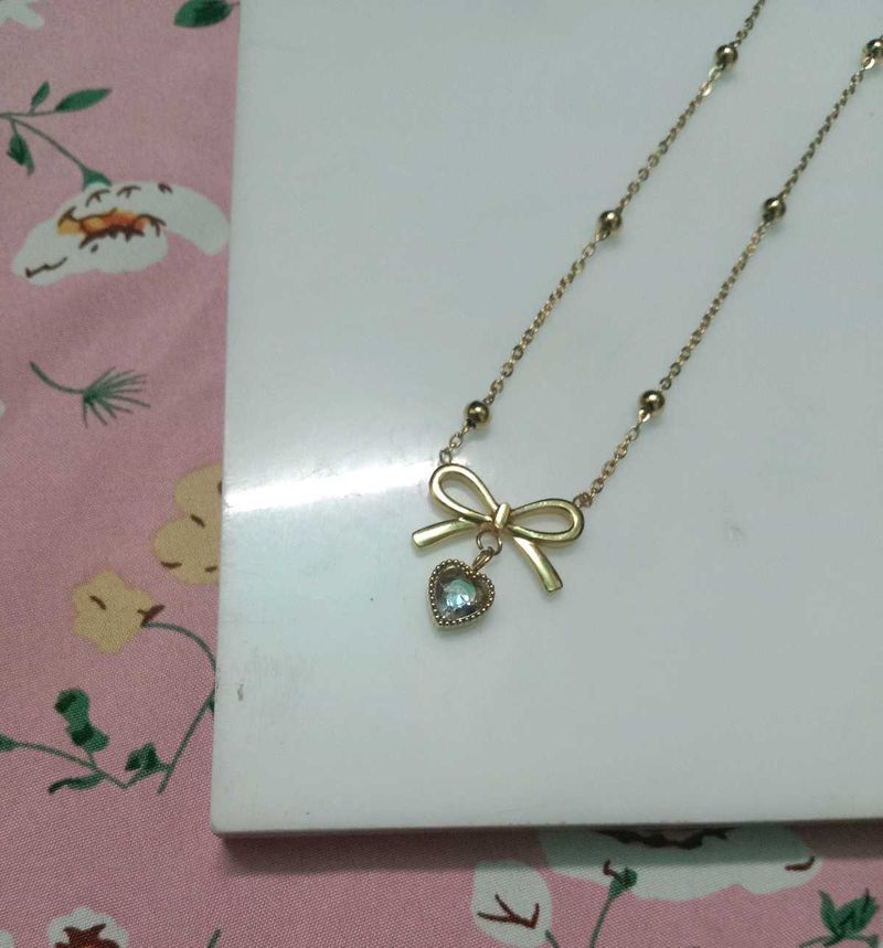Bow With Heart Necklace