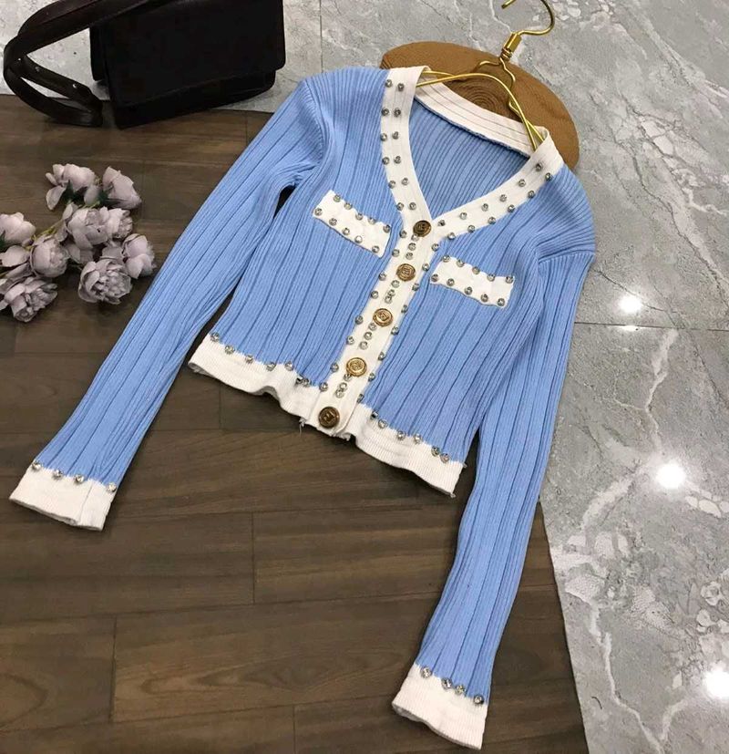 imported Embellished Knit Cardigan