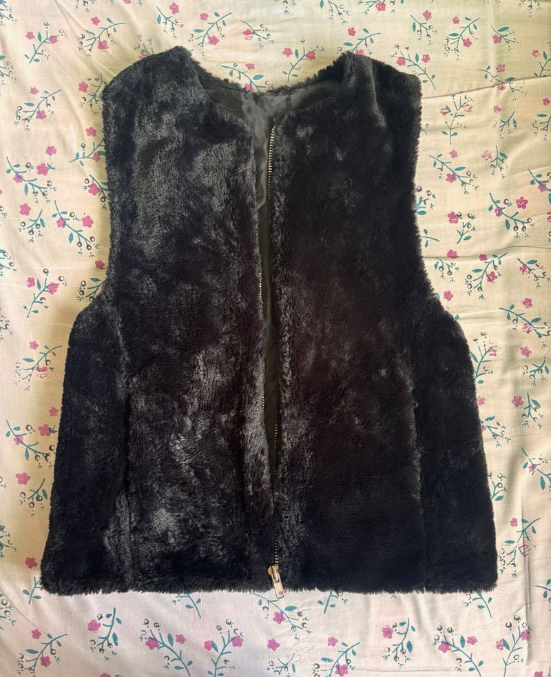 Fuzzy Black Vest