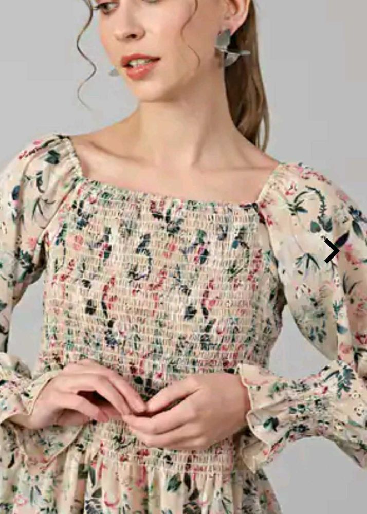 Floral Print Smocked Top
