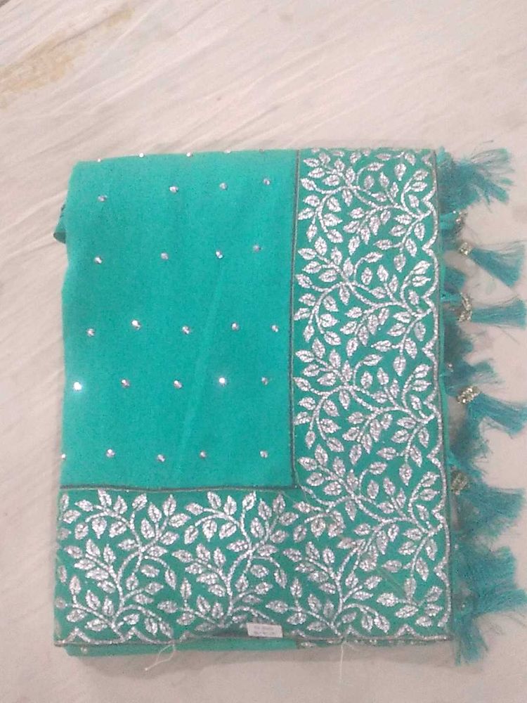 Rama Green Saree with blouse