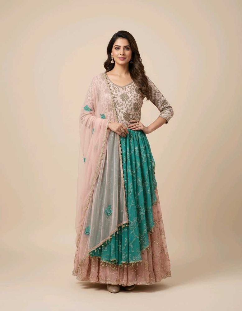 Elegant Ethnic Gown with Dupatta