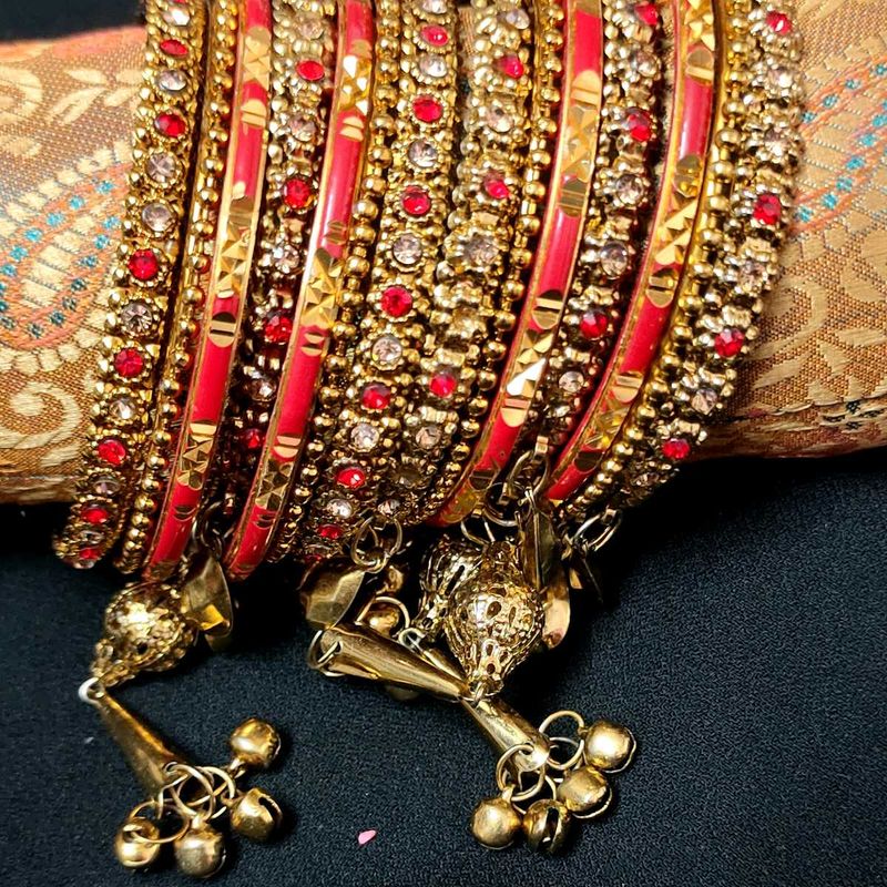 Red &amp; Gold Bridal Bangle Set