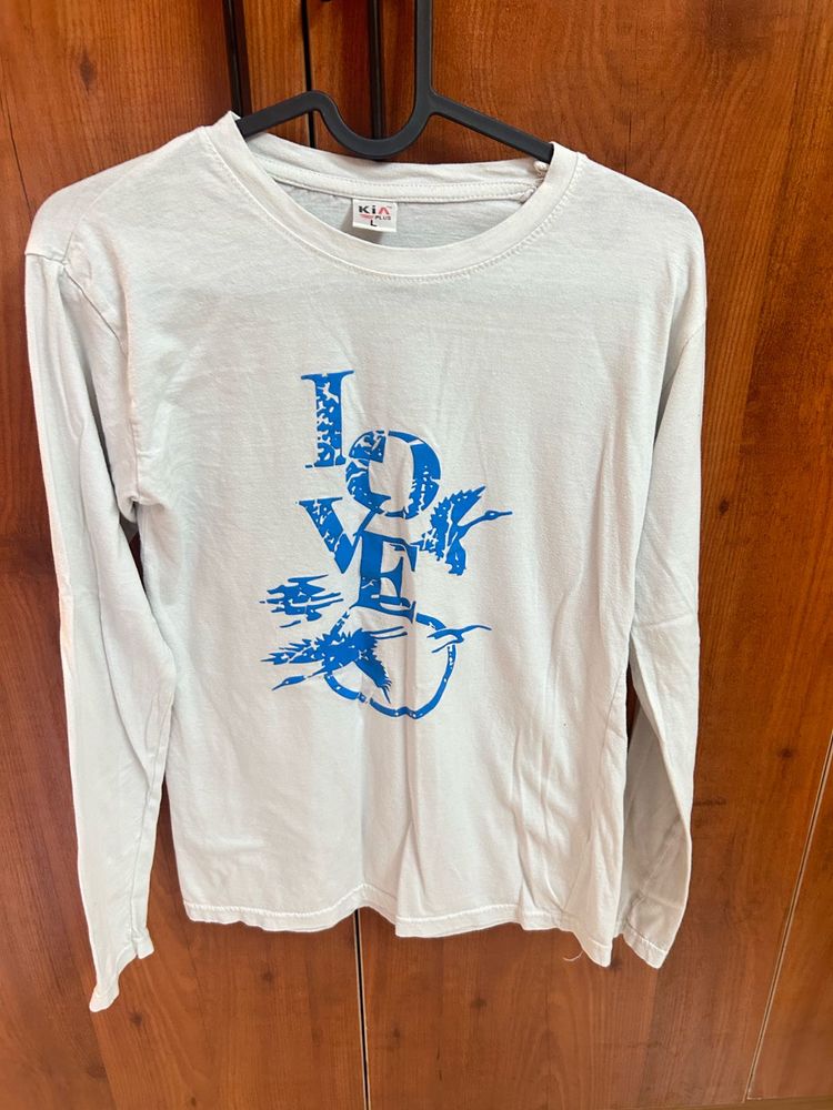 3 Time Worn White Full Sleeve Casual Top