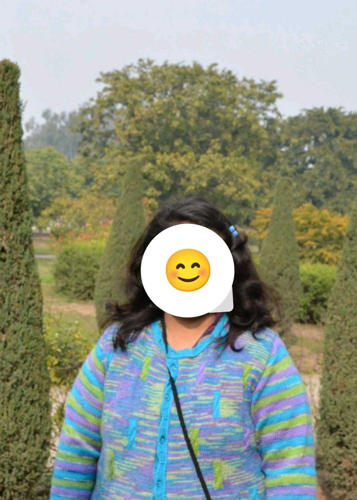 Hand Knitted Multi-Color PlusSize Women&#39;s Cardigan