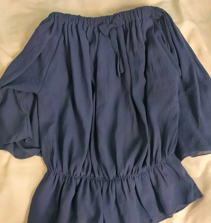 Blue Off-Shoulder Top