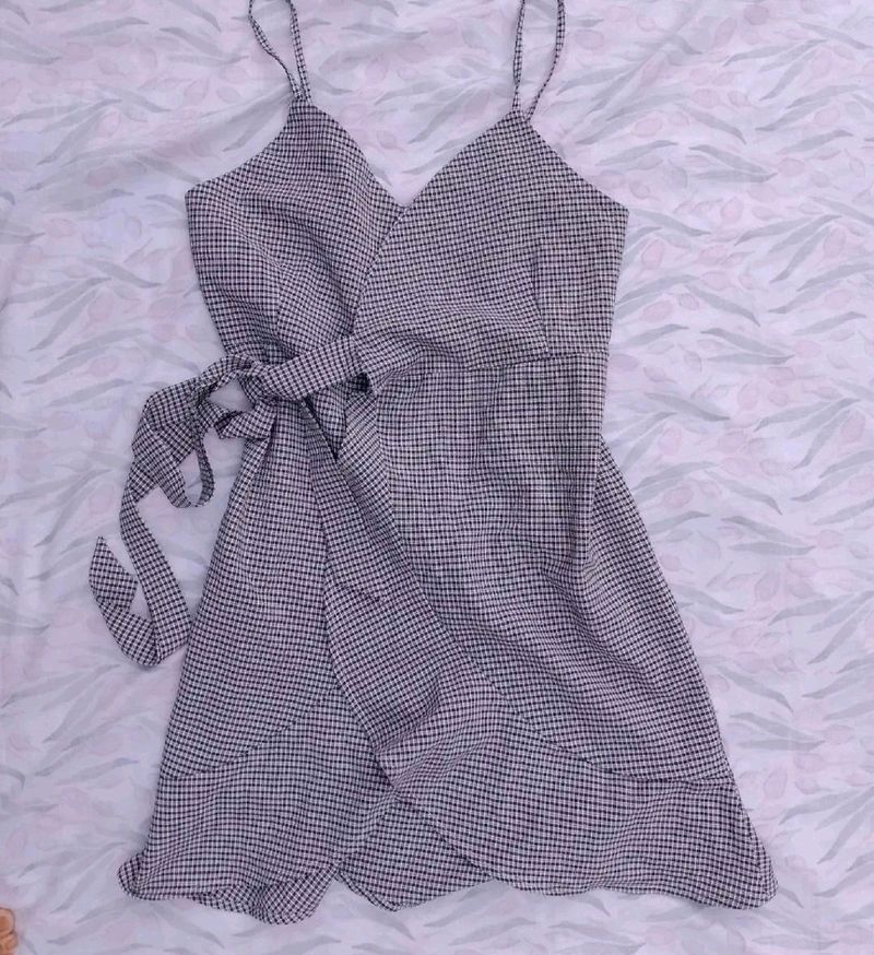 Checkered Wrap Dress