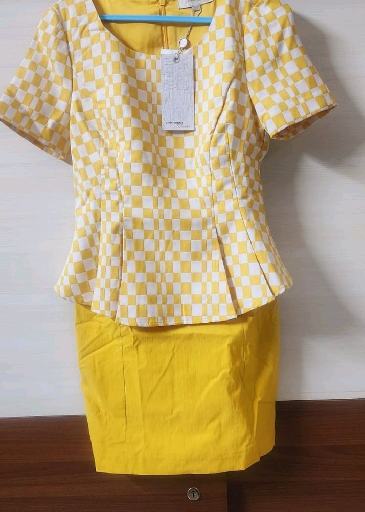 Never used white and yellow dress