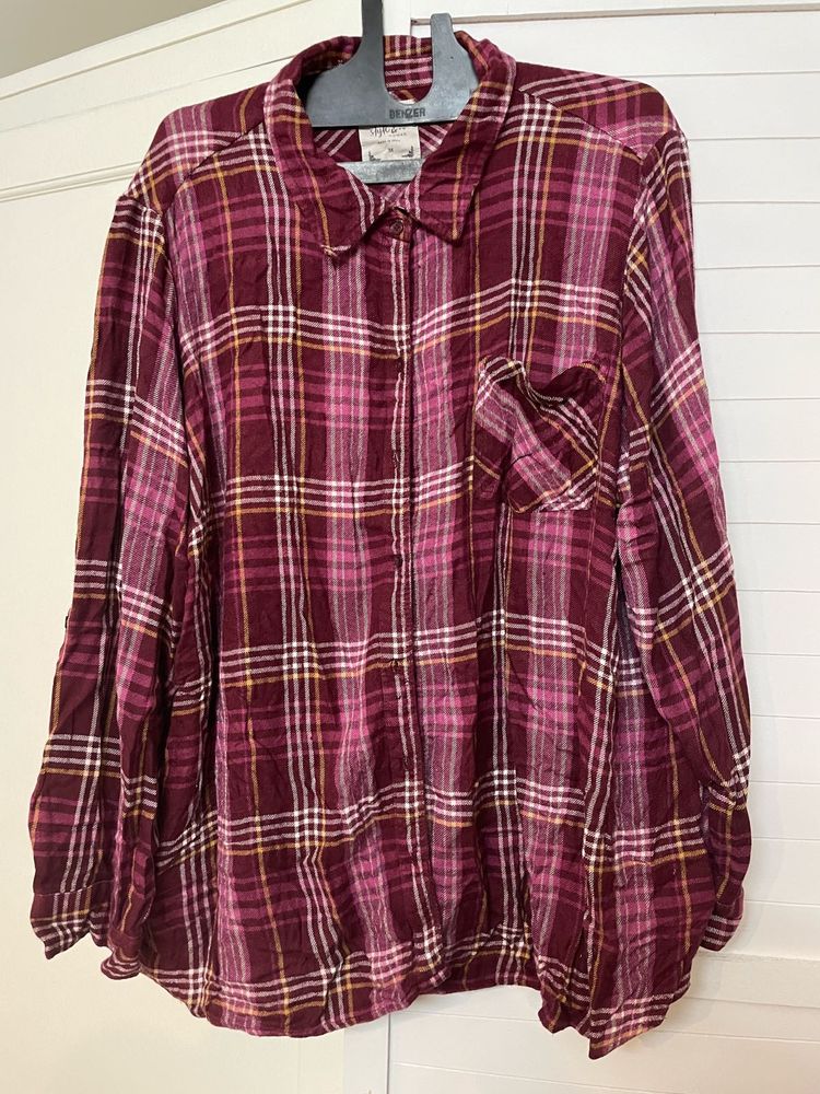 Plus Size Checked/plaid shirt