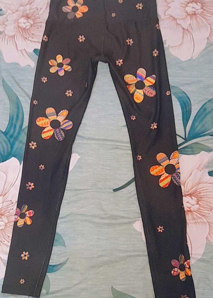 Tight Black Floral Pants