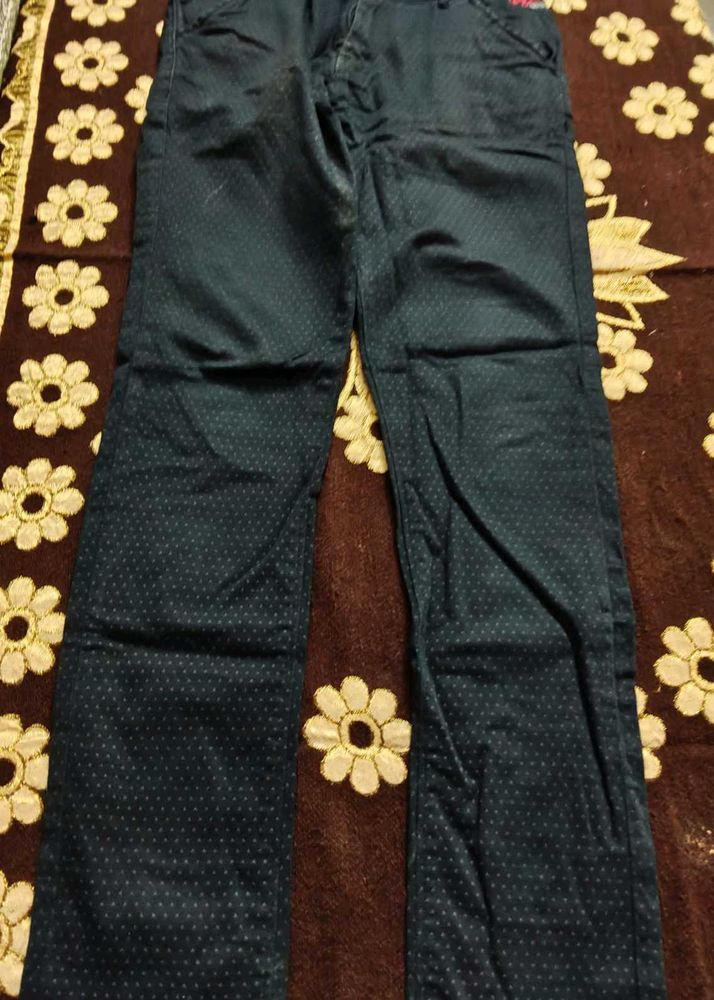 Navy Polka Dot Casual Pants