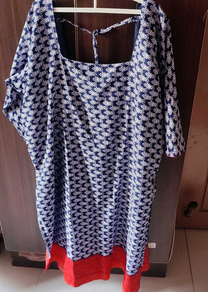 Blue Printed Kurta With Pant