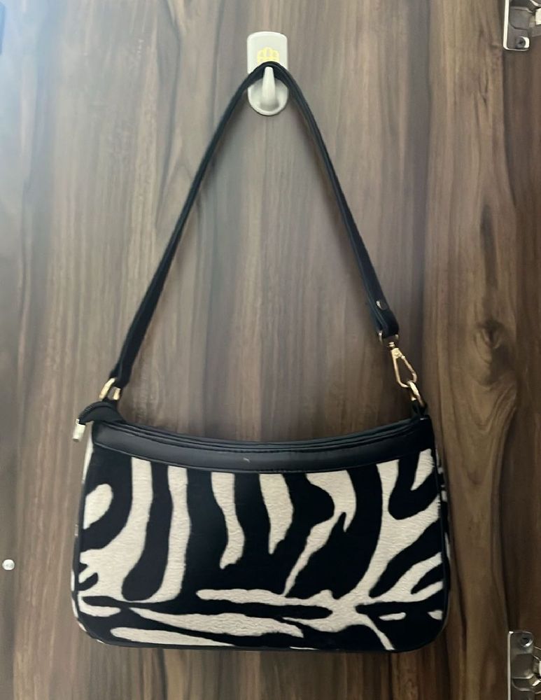 Zebra Print Baguette Bag