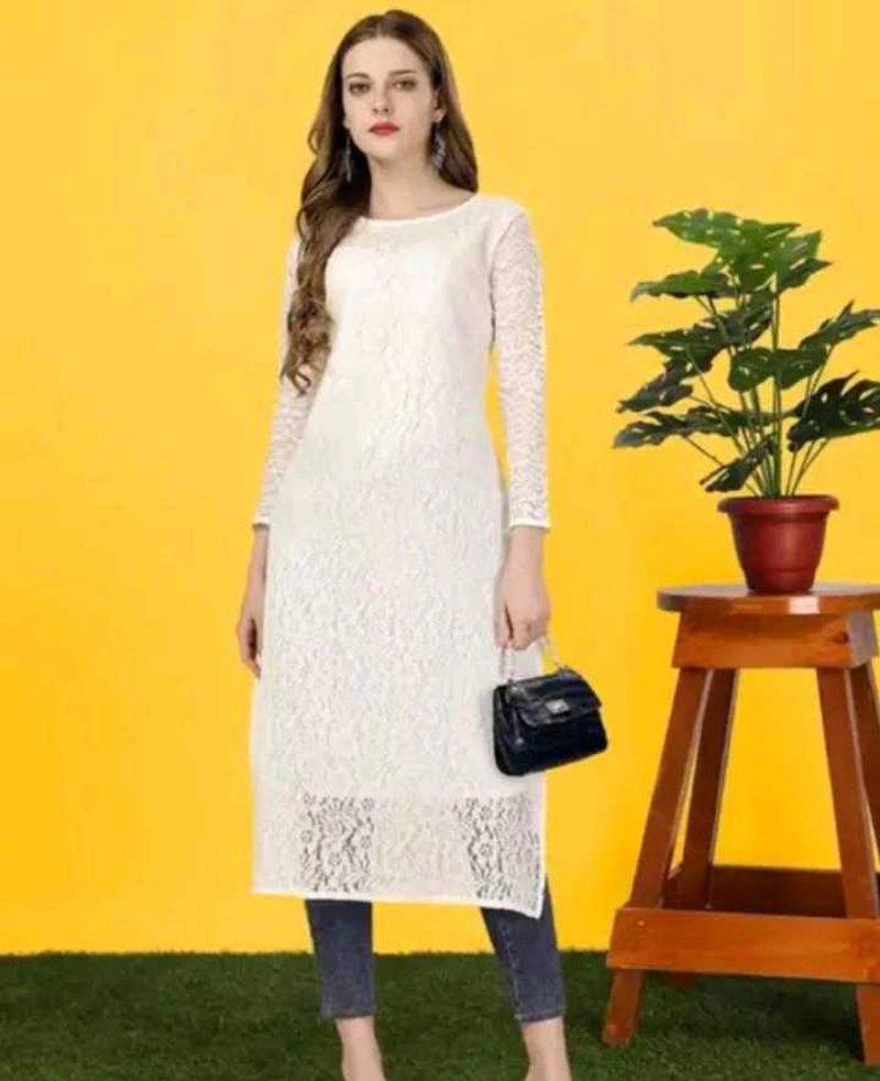 Elegant White Lace Kurti
