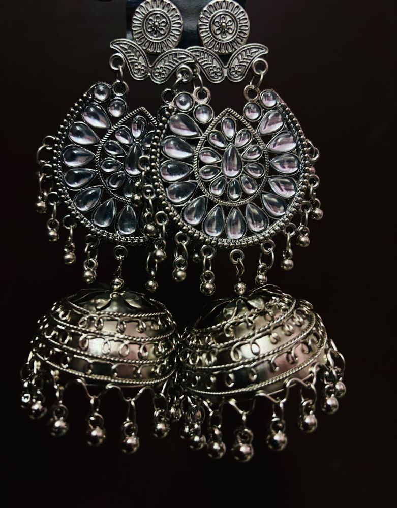 Silver Jhumka Earrings