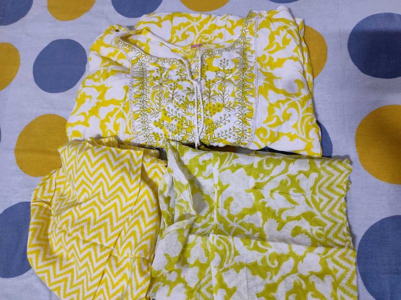 Yellow Printed Kurta Set