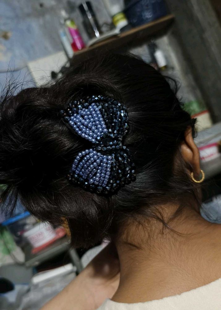 Beaded Bow Hair Clip