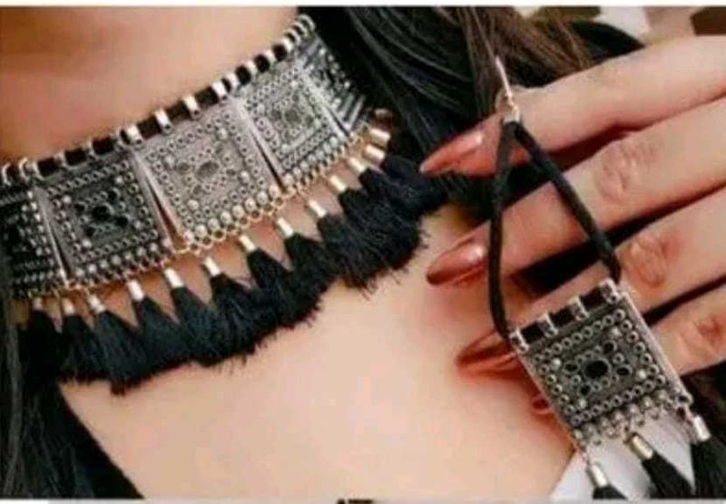 Ethnic Silver Choker Set