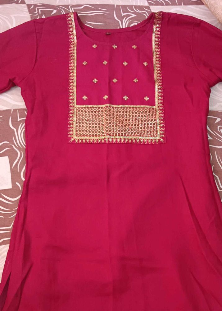Red Rose Kurta Pant Set