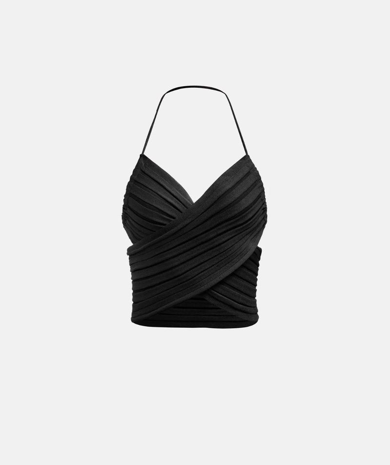 Chic Black Tie Up Halter Top