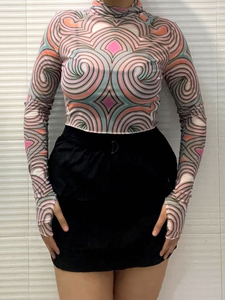 AFRM Zadie Turtleneck Mesh Top