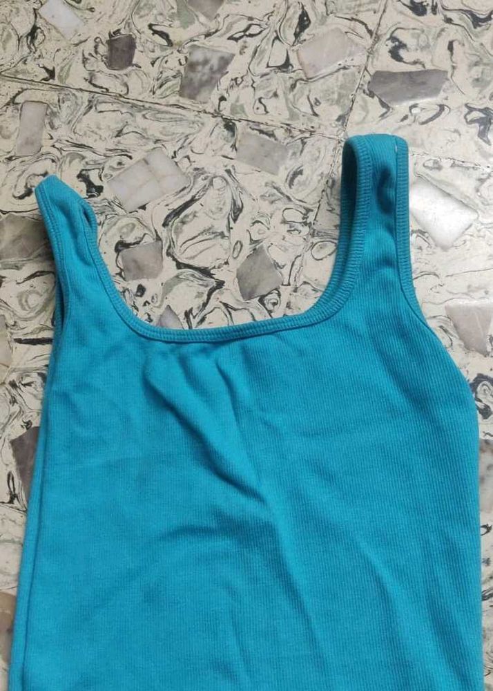 Blue Ribbed Tank Top