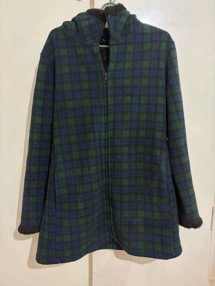 Uniqlo Plaid Fleece Hooded Jacket